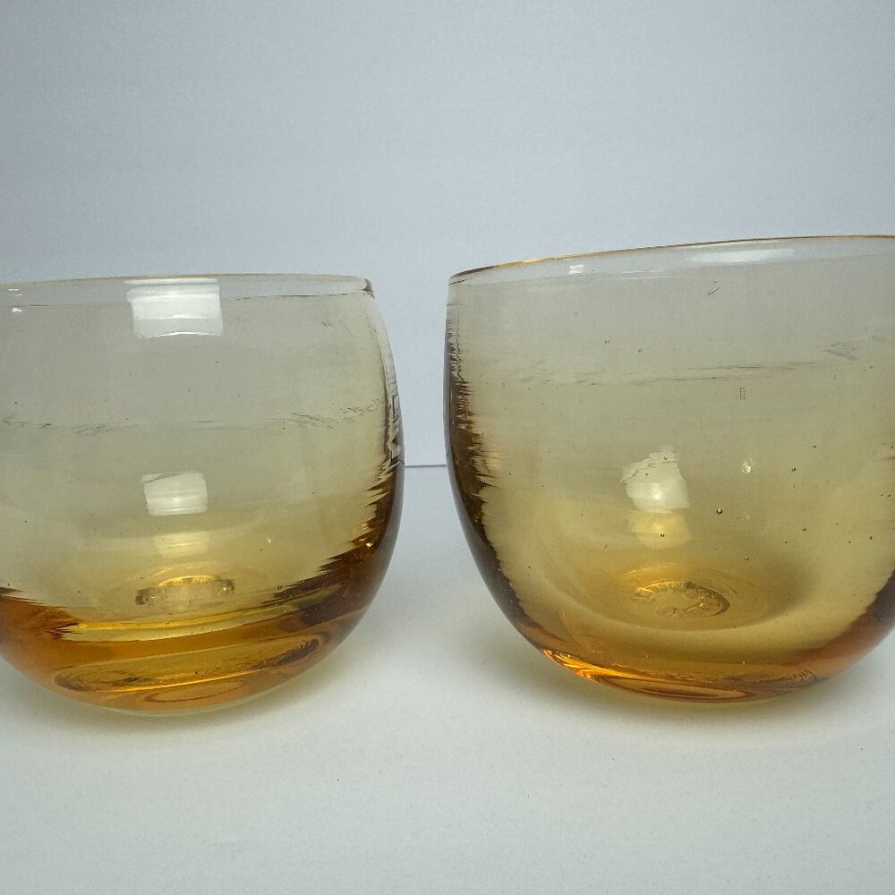 Glassybaby Drinker Amber Blown Whiskey Glass Set of 2